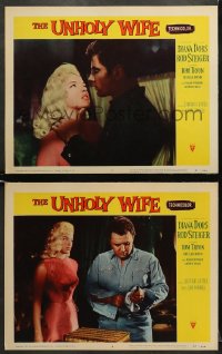 5w984 UNHOLY WIFE 2 LCs 1957 sexy half-devil half-angel bad girl Diana Dors, Rod Steiger & Tom Tryon