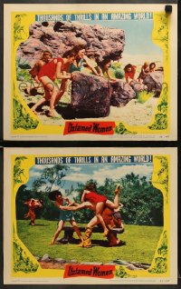 5w985 UNTAMED WOMEN 2 LCs 1952 wacky sexy cave babes pushing giant boulders down hill!