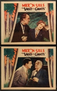 5w987 VALLEY OF THE GIANTS 2 LCs 1927 lumberjacking, great images of Milton Sills & Doris Kenyon!