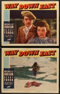 5w991 WAY DOWN EAST 2 LCs 1935 great images of pretty Rochelle Hudson & Henry Fonda!