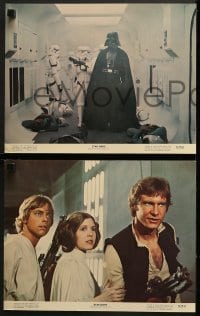 5w291 STAR WARS 8 color 11x14 stills 1977 Luke, Leia, C-3PO, Han, R2, Darth Vader, NSS 77/21-0!