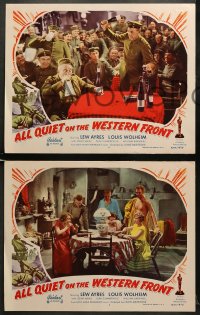 5w492 ALL QUIET ON THE WESTERN FRONT 5 LCs R1950 Lew Ayres, WWII classic, different art!