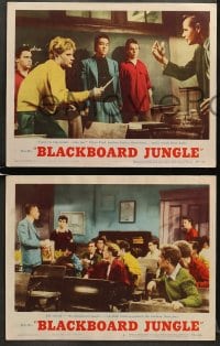 5w363 BLACKBOARD JUNGLE 7 LCs 1955 great images of teacher Glenn Ford w/ Anne Francis & Vic Morrow!