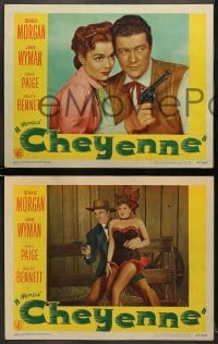 5w368 CHEYENNE 7 LCs 1947 cool images of cowboy Dennis Morgan, w/ Jane Wyman!