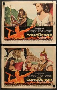 5w676 CONQUEROR 3 LCs 1956 great images of barbarian John Wayne & sexy Susan Hayward!