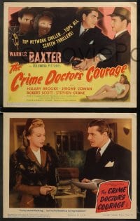 5w064 CRIME DOCTOR'S COURAGE 8 LCs 1945 detective Warner Baxter, Hillary Brooke, Jerome Cowan!