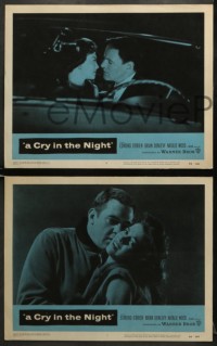 5w681 CRY IN THE NIGHT 3 LCs 1956 Raymond Burr, how did nice 18 year-old Natalie Wood fall so far!