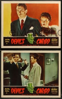 5w581 DEVIL'S CARGO 4 LCs 1948 John Calvert as The New Falcon with murder weapon & cops!