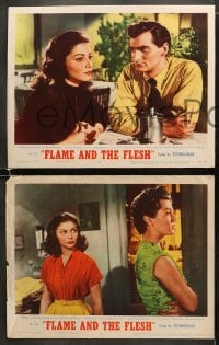 5w374 FLAME & THE FLESH 7 LCs 1954 sexy brunette bad girl Lana Turner, plus Pier Angeli!