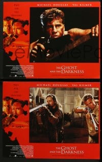 5w116 GHOST & THE DARKNESS 8 LCs 1996 great images of hunters Val Kilmer & Michael Douglas, more!