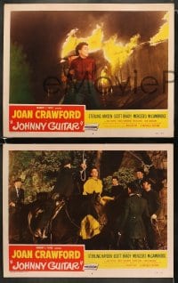 5w605 JOHNNY GUITAR 4 LCs 1954 Joan Crawford & Sterling Hayden in title role, Nicholas Ray!