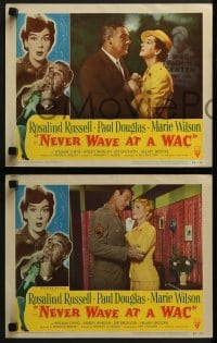 5w215 NEVER WAVE AT A WAC 8 LCs 1953 great images of Rosalind Russell + Paul Douglas!