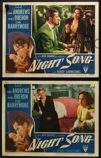 5w466 NIGHT SONG 6 LCs 1948 Dana Andrews & Merle Oberon, Ethel Barrymore, Hoagy Carmichael!