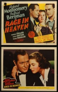 5w252 RAGE IN HEAVEN 8 LCs 1941 great images of Ingrid Bergman, Robert Montgomery & George Sanders!