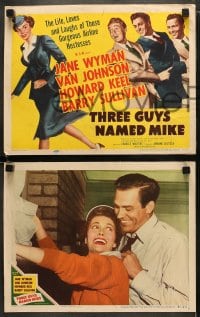 5w314 THREE GUYS NAMED MIKE 8 LCs 1951 Jane Wyman, Howard Keel, Barry Sullivan, Van Johnson