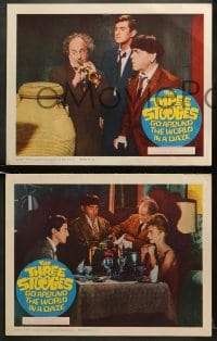 5w481 THREE STOOGES GO AROUND THE WORLD IN A DAZE 6 LCs 1963 wacky images of Moe, Larry & Curly-Joe!
