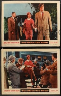 5w775 TOO MUCH, TOO SOON 3 LCs 1958 Errol Flynn, sexiest Dorothy Malone as Diana Barrymore!