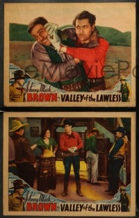 5w784 VALLEY OF THE LAWLESS 3 LCs 1936 Johnny Mack Brown stands by faro dealer in a gambling casino!