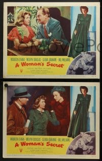5w422 WOMAN'S SECRET 7 LCs 1949 Maureen O'Hara, Melvyn Douglas, Nicholas Ray film noir!