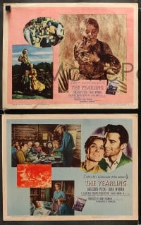 5w794 YEARLING 3 LCs 1946 Gregory Peck, Jane Wyman, Claude Jarman Jr. & baby deer, classic!