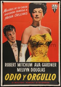 5y066 MY FORBIDDEN PAST Spanish 1951 different art of Robert Mitchum & sexy Ava Gardner!