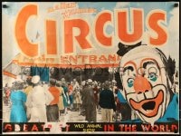 5z353 AL G. KELLY & MILLER BROS. CIRCUS 21x28 circus poster 1950s image of a crowd and a clown!