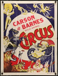 5z355 CARSON & BARNES WILD ANIMAL CIRCUS 21x28 circus poster 1950s art of various circus acts!