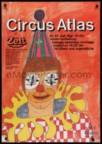 5z361 CIRCUS ATLAS 24x33 German circus poster 1979 colorful art of a clown by Patrick Funke!