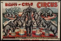 5z367 CLYDE BEATTY - COLE BROS CIRCUS 28x42 circus poster 1950s great art of elephants in act!