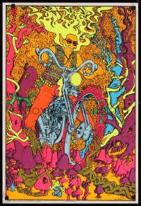 5z865 ACID RIDER 21x31 commercial poster 1970s far out psychedelic art of biker on motorcycle!