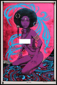 5z868 AFRO VENUS 23x35 commercial poster 1970s cool blacklight art of sexy topless woman!