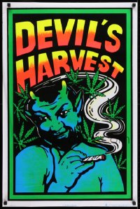 5z887 DEVIL'S HARVEST 23x35 commercial poster 2002 joint smokin' Satan with marijuana!