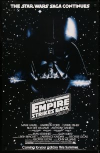 5z901 EMPIRE STRIKES BACK 22x34 commercial poster 1983 Darth Vader helmet in space from teaser!