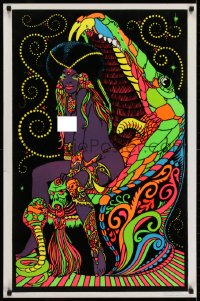 5z908 FOXY COBRA LADY 23x35 commercial poster 1975 sexy mostly naked woman on giant snake chair!