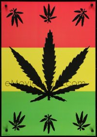 5z924 MARIJUANA LEAF 24x33 English commercial poster 1990s cool Jamaican flag colored art!