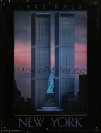 5z928 NEW YORK 18x24 commercial poster 1983 World Trade Center Twin Towers, Statue of Liberty!