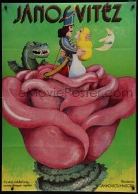 5z014 JOHNNY CORNCOB Hungarian 32x45 1973 cartoon of a man who wants to die to be with his love!