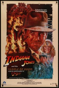 5z975 INDIANA JONES & THE TEMPLE OF DOOM 27x40 video poster 1984 Lucas & Spielberg classic!