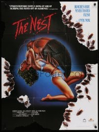 5z978 NEST 27x36 video poster 1987 outrageous giant insect image with wacky die-cut bite marks!
