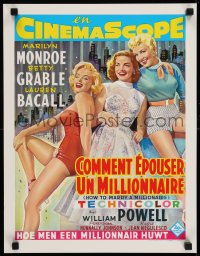 5z997 HOW TO MARRY A MILLIONAIRE 15x20 REPRO poster 1990s Marilyn Monroe, Grable & Bacall!
