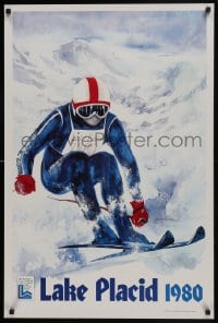 5z594 1980 WINTER OLYMPICS 24x36 special poster 1980 great close-up of skier skiing Lake Placid!
