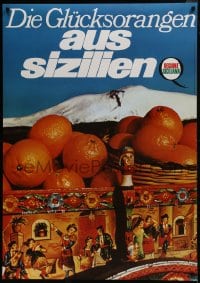 5z153 AUS SIZILIEN 33x47 Italian advertising poster 1960s image of oranges in a bowl!