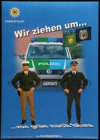 5z620 BUNDESPOLIZEI 17x24 German special poster 2000s two police cops showing off new uniforms!