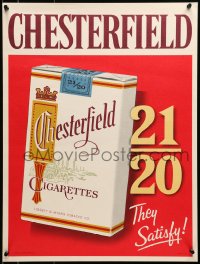 5z506 CHESTERFIELD 18x24 advertising poster 1950s 21/20 they satisfy, cigarettes!