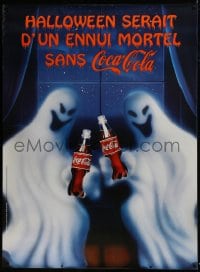 5z160 COCA-COLA 47x63 French advertising poster 1960s two happy ghosts toasting bottles!
