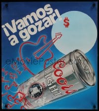 5z513 COORS 22x25 advertising poster 1984 cool Coors Light can and musical notes, instruments!