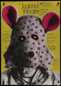 5z414 DAS JUGENDTHEATER 24x33 German stage poster 1971 really wacky image of person w/ mouse mask!