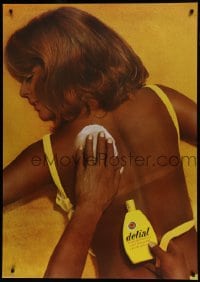 5z162 DELIAL 36x51 Swiss advertising poster 1969 lotion applied to sexy tanned woman in bikini!