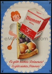 5z164 DIAMANT 33x47 German advertising poster 1960 cool art of happy female cook and slice of pie!