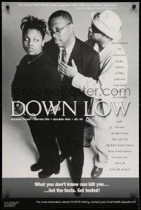 5z648 DOWN LOW 24x36 special poster 1990s HIV/AIDS consequences, get tested, know the facts!